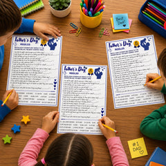 Father’s Day Riddles Game Printable | Dad Jokes Party Activity for Kids & Adults | Fun