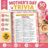 Mothers Day Trivia Printable Game | Family Party Activity & Kids Quiz Sheet A4 US Letter