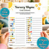 Nursery Rhymes Emoji Game Printable | Baby Shower Emoji Pictionary | Instant Download PDF