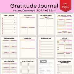 Floral Gratitude Journal | Daily Wellness Planner | Printable PDF 8.5x11