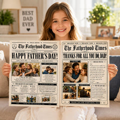 Father’s Day Newspaper Template, Gift for Dad | Personalized Father’s Day, Canva Editable