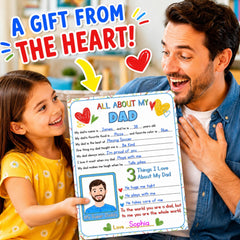 All About My Dad Printable | Fathers Day Questionnaire Card | Dad Gift From Kids
