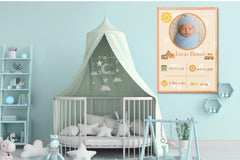 Baby Birth Announcement Poster | Nursery Digital Gift | Canva Editable Print