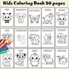Baby Animals Coloring Book | Kids Coloring | Printable PDF (Instant Download)
