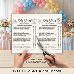 Baby Shower Fact or Fiction Game Printable | True or False Baby Shower Trivia, Baby