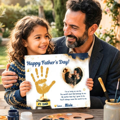 Father's Day Handprint Craft with Photo | Editable Canva Printable, DIY Dad Gift from