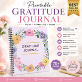 Floral Gratitude Journal, Daily Wellness Planner (PDF Download 8.5x11) | Printable PDF