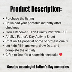 Who Knows Daddy Best Printable | Father’s Day Game & All About My Dad Activity | Dad