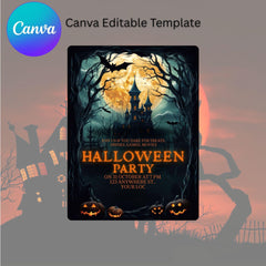 Spooky Halloween Party Invitation: DIY Editable Canva Template (5x7 in)