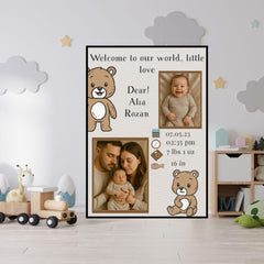 Baby Birth Stats Poster | Birth Announcement Digital Print | Nursery Decor Gift