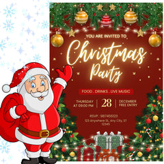 Red & Gold Christmas Party Invitation | 5x7 Canva Template (Digital Download)