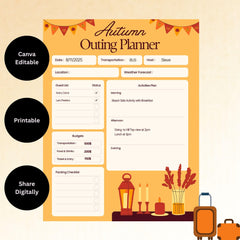Autumn Outing Planner | Printable & Editable Fall Trip Planner | Instant PDF Download | Outdoor Activity
