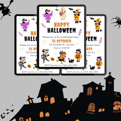 Editable Kids Halloween Party Invitation | Spooky Theme (Digital)