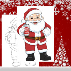 Printable Santa Coloring Page, Christmas Holiday Activity kids (Digital Download)