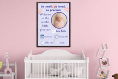 Baby Birth Stats Poster | Birth Announcement Digital Print | Nursery Decor Gift | A4,A2,8/10