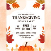 Editable Thanksgiving Dinner Party Invitation | Autumn Leaves Canva Template (Digital Download)