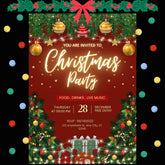 Red & Gold Christmas Party Invitation | 5x7 Canva Template (Digital Download)