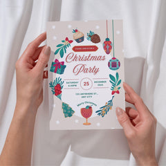 Editable Christmas Party Invitation Template | 5x7 Canva Design (Digital Download)