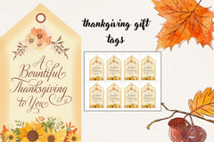 Rustic Thanksgiving Gift Tags, Autumn Floral Thank You Labels (Digital Download)