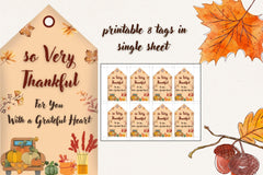 Thanksgiving Gift Tags Printable, Rustic Autumn Floral Labels for Gifts and Favors