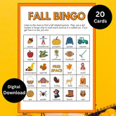 Fall Bingo Printable for Kids | Autumn Party Activity | Thanksgiving Classroom Game | Instant Download