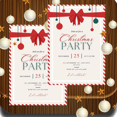 Candy Cane Christmas Party Invitation, XMAS Invite, Canva Editable 5x7 (Digital Download)