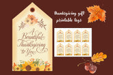 Rustic Thanksgiving Gift Tags, Autumn Floral Thank You Labels (Digital Download)
