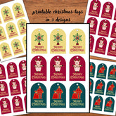 Printable Xmas Gift Tags | 4 A4 Sheets | 3 Designs + Mixed Sheet | Christmas Labels