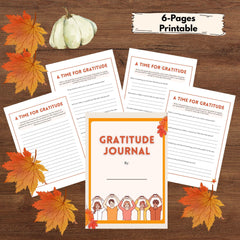 Thanksgiving Gratitude Journal Printable | 6-Page Digital Download | Daily & Monthly Thankfulness Planner | Minimalist Fall Activity