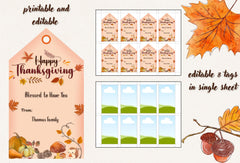 Thanksgiving Gift Tags | Fall Labels | Instant Download Editable & Printable