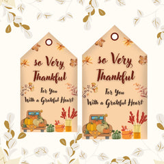 Thanksgiving Gift Tags Printable, Rustic Autumn Floral Labels for Gifts and Favors