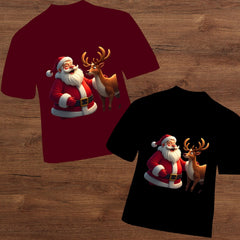 Funny Santa & Reindeer PNG | 300 DPI Christmas Shirt Design | Laughing Holiday Sublimation Art