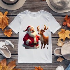 Funny Santa & Reindeer PNG | 300 DPI Christmas Shirt Design | Laughing Holiday Sublimation Art