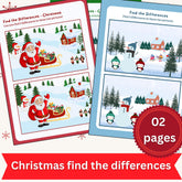 Christmas Find the Difference Printable | 2 Pages + Answer Key | Kids Holiday Activity