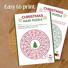 Christmas Maze Puzzle for Kids | 5x7 Printable Game | Holiday Activity