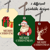 Printable Christmas Gift Tags Bundle | Vintage Santa, Reindeer & Present Tag | Instant Download PDF Ready-to-Print
