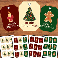Printable Christmas Gift Tags | Modern Holiday Labels (4 PDF) | Instant Download