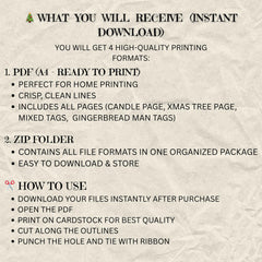 Printable Christmas Gift Tags | Modern Holiday Labels (4 PDF) | Instant Download