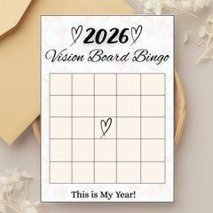 2026 Vision Board Bingo Printable & Editable | Goal Setting Bingo | Manifestation Planner | Canva Template