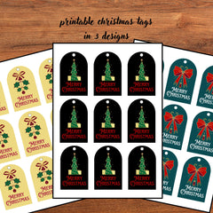 Christmas Gift Tags Printable | 3 Designs | 4 A4 Sheets Printable PDF | Instant Download