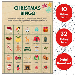 Christmas Bingo Game Printable | Holiday Party Game for Kids & Classroom | Instant Download