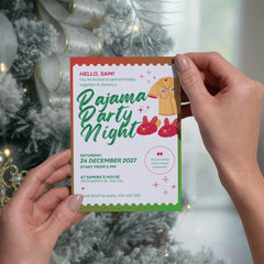 Christmas Pajama Party Invitation | Editable Sleepover Invite (Canva)