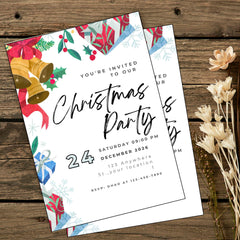 Printable Christmas Party Invitation Template, Digital 5x7 Holiday Invitation, Editable Xmas Invite, Instant Download