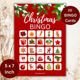 Christmas Bingo Game Printable | Calling Cards + Tokens A4 size | 20 BINGO Cards 5 x 7 inch| Instant Download