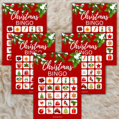 Christmas Bingo Game Printable | Calling Cards + Tokens A4 size | 20 BINGO Cards 5 x 7 inch| Instant Download
