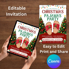 Editable Christmas Pajamas Party Invite — Holiday Celebration Template 5 x 7 inch