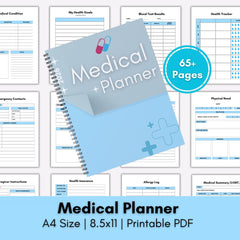 Undated Medical Planner Printable | Health Tracker, Medication Log (A4/US Letter) (PDF Download)