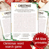 Christmas Word Search Printable | Holiday Activity Worksheet | Kids Christmas Game| A4 size