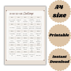 30-Day Self-Care Challenge Printable | Wellness Journal (A4 Digital Download)