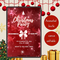 Merry Christmas Digital Invite | Editable Canva Christmas Reel | Holiday Promo Video | Instagram Story & Reels